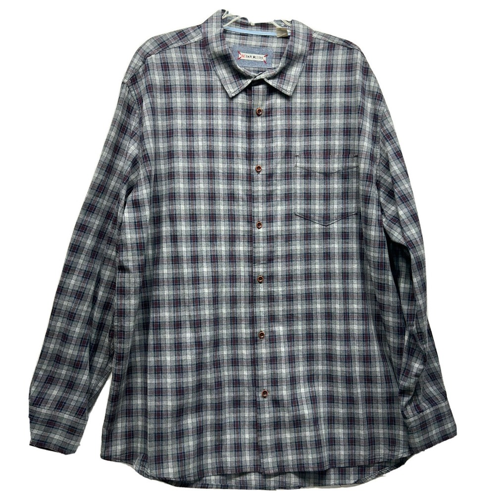 32 Bar Blues Mens Size 2XL Brown Gray Long Sleeve Button Down Shirt (M6)